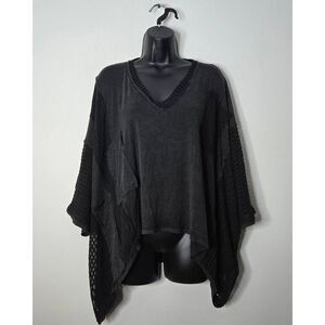 Pol Oversized Shirt Size Medium Charcoal V-Neck Short Sleeve